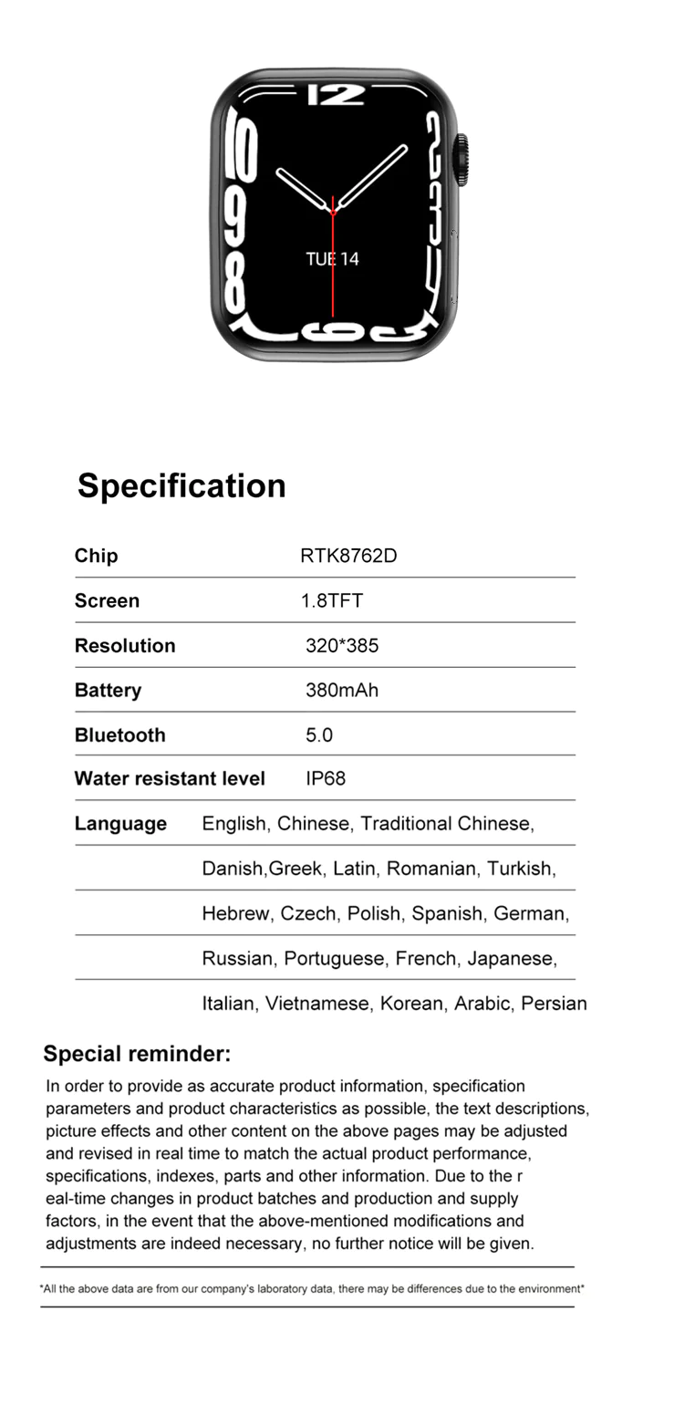 J3 Active Smart Watch 7 Health Monitor and Fitness Bracelet with 300+ Watch Faces