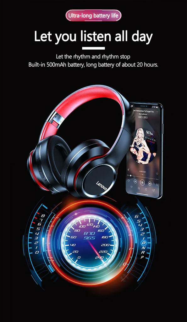Original Lenovo Bluetooth Gaming Headphone with Active Noise Cancellation.