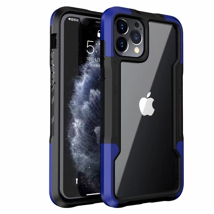 New Shockproof Transparent Hard TPU Phone Case for iPhone - BLUE