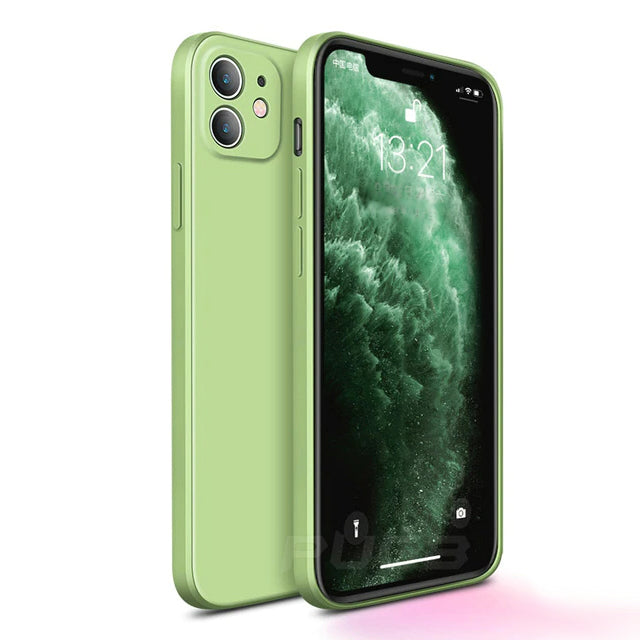 Original Square Liquid Silicone Shockproof Case for iPhone.