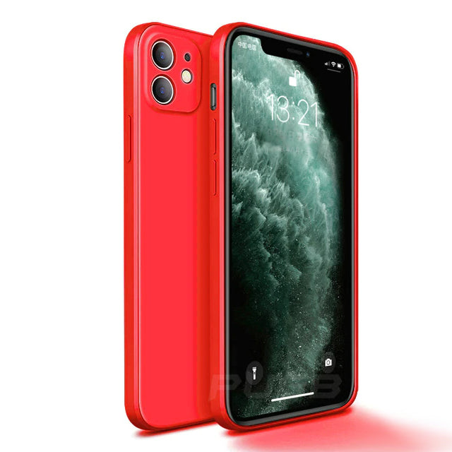 Original Square Liquid Silicone Shockproof Case for iPhone.