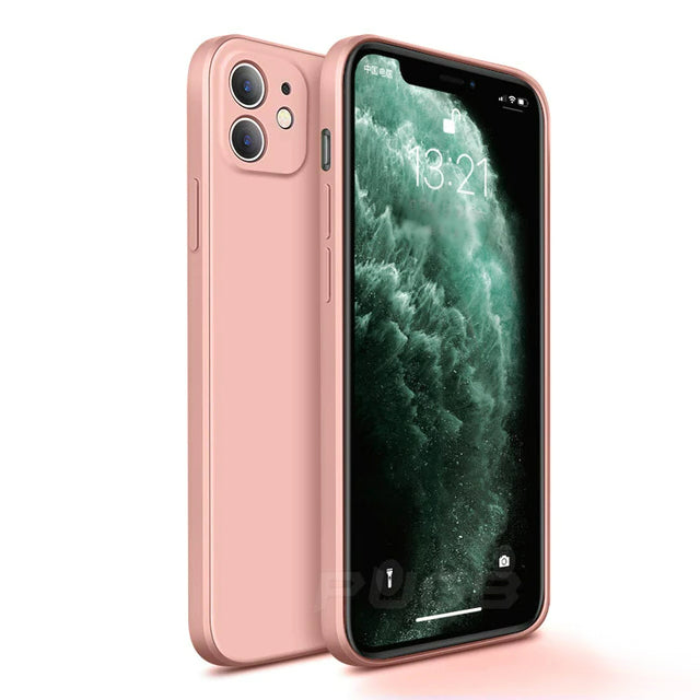 Original Square Liquid Silicone Shockproof Case for iPhone.