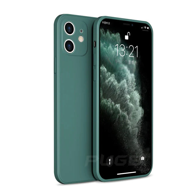 Original Square Liquid Silicone Shockproof Case for iPhone.