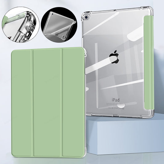 AUZONE Tri-Fold Transparent Case for Apple iPad Pro 11, iPad 10.2 9th 8th Gen.