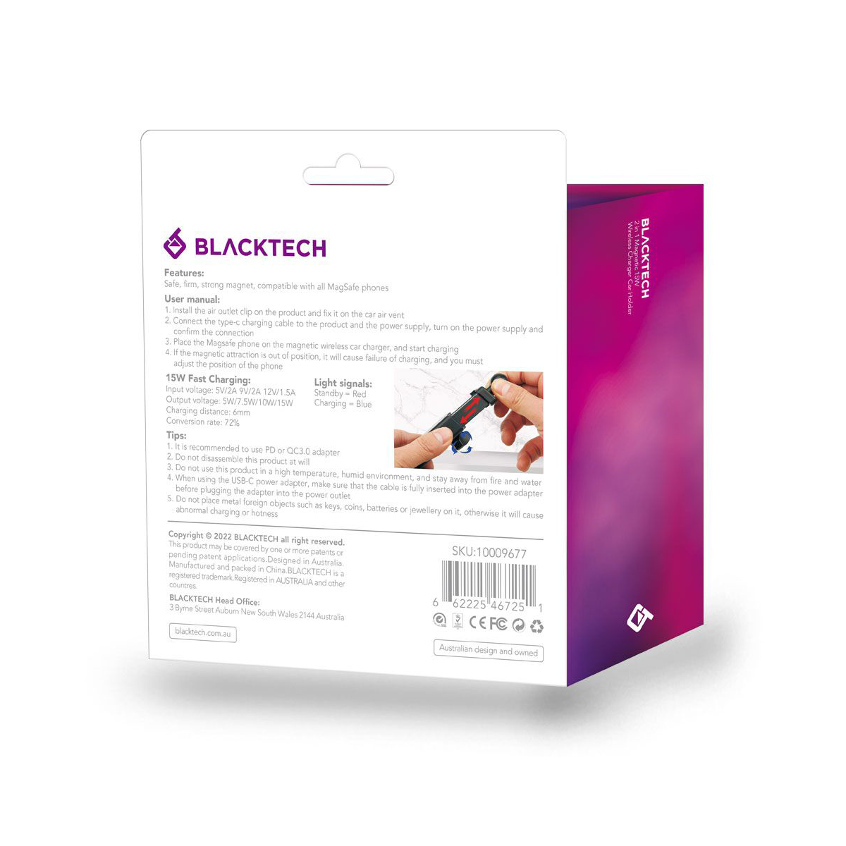 Magsafe 15W Magnetic 2in1 Wireless Fast Charging Car Phone Holder.