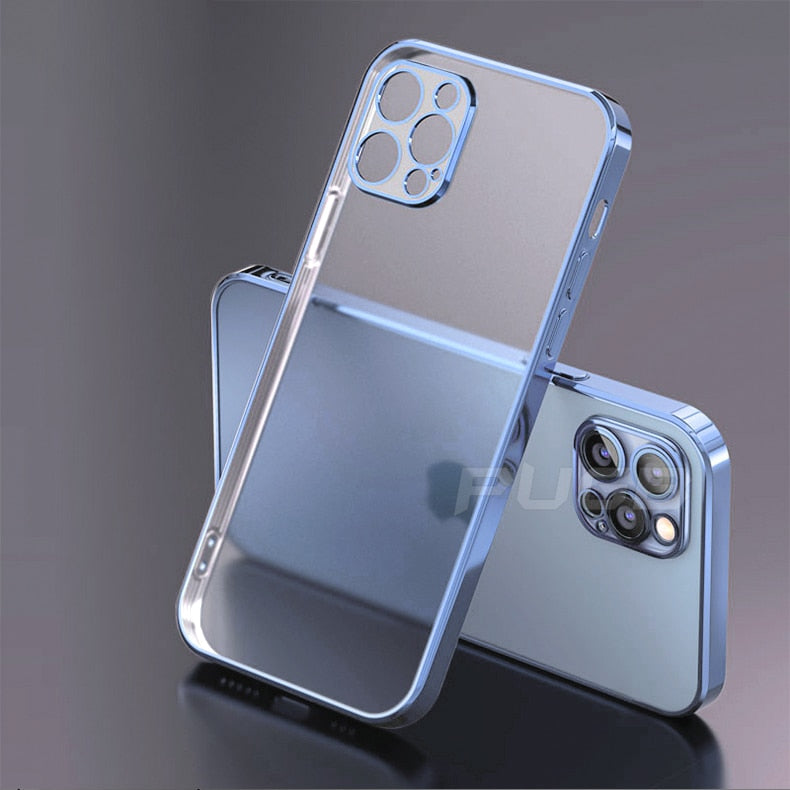 New Ultra Clear Silicone Case with Electroplated Square Frame for iPhone14 Series