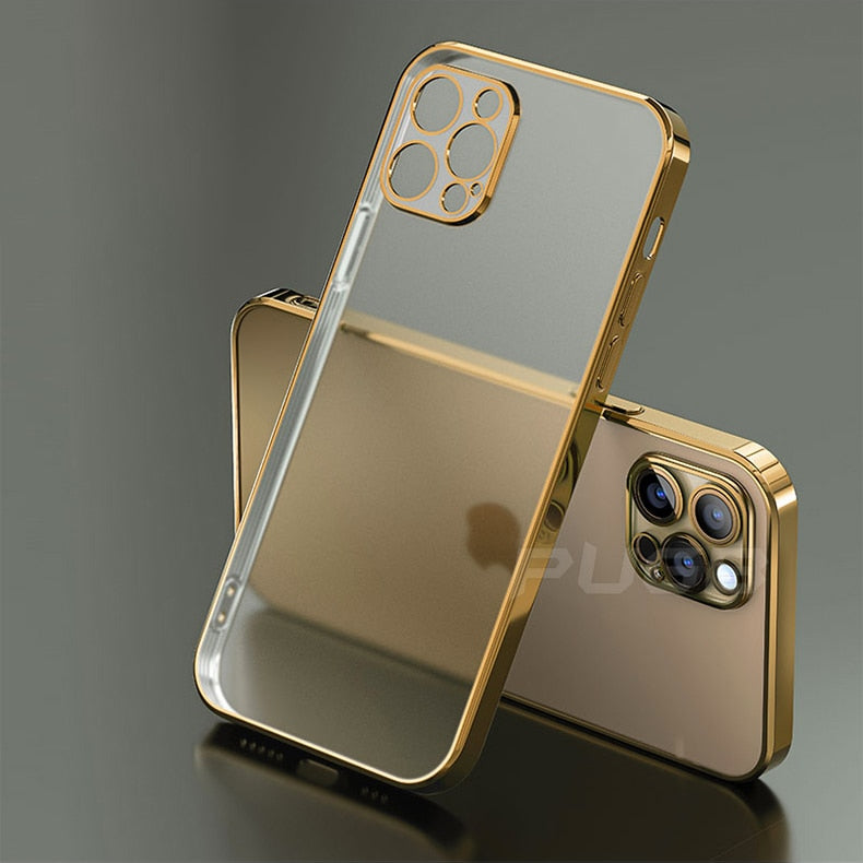 New Ultra Clear Silicone Case with Electroplated Square Frame for iPhone14 Series