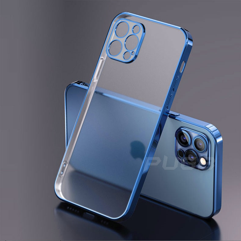 New Ultra Clear Silicone Case with Electroplated Square Frame for iPhone14 Series