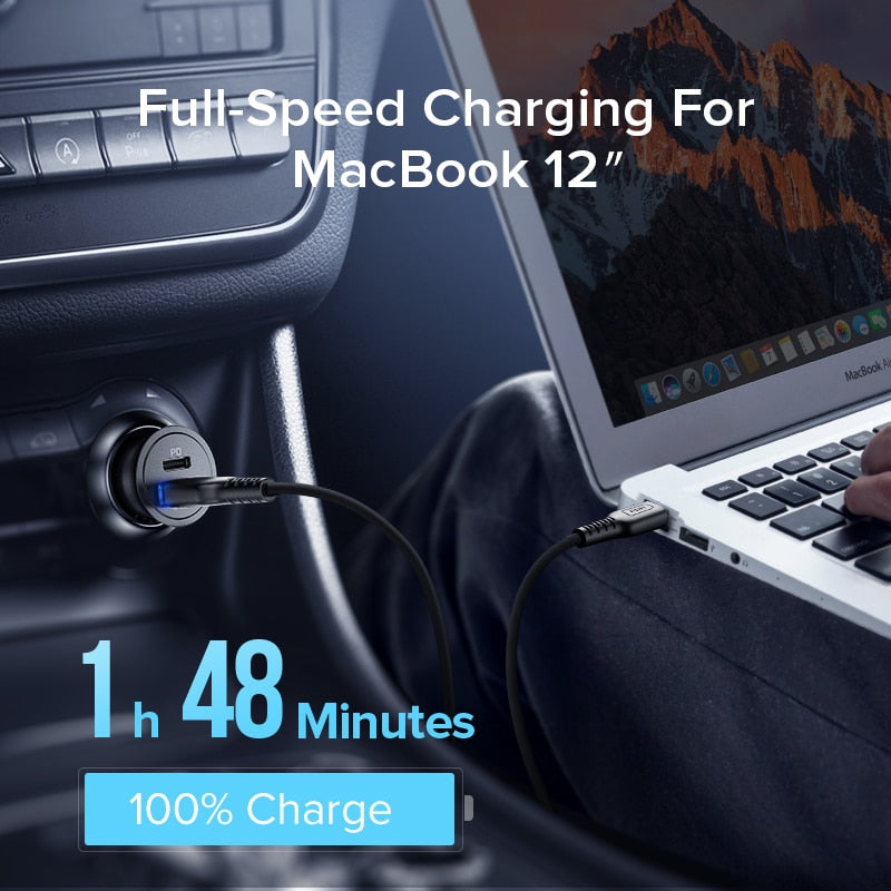 60W CAR Charger with Super Fast Charging 5A Type C PD QC .