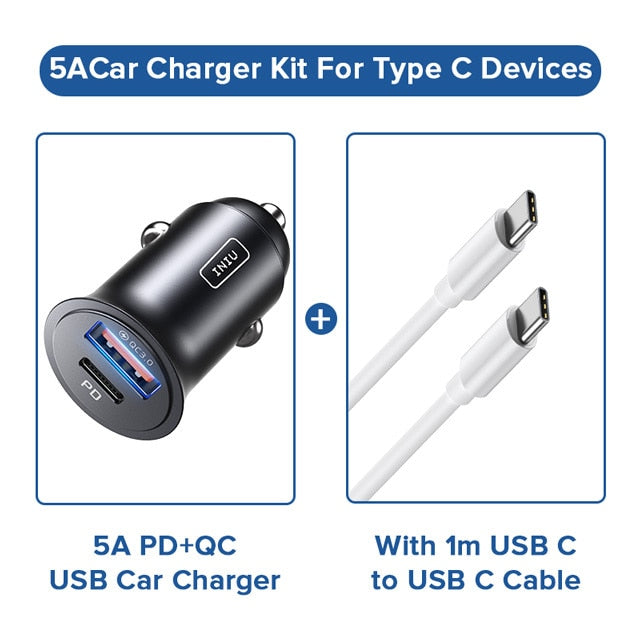 60W CAR Charger with Super Fast Charging 5A Type C PD QC .