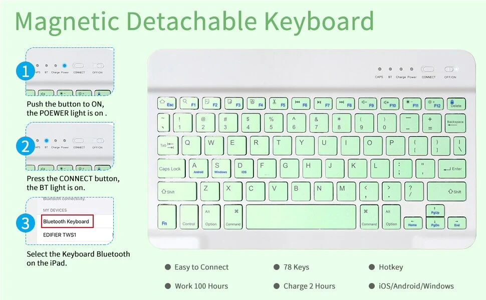 Luxury Protective Case for iPad Compo Multicolour Backlight Touch keyboard with Trackpad