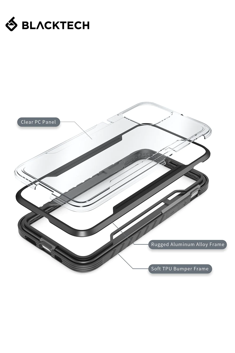BLACKTECH Défense Shield Aluminium Alloy Case for iPhone14 Series.