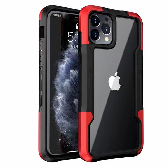 New Shockproof Transparent Hard TPU Phone Case for iPhone - RED. This powerful phone case offers reliable protection for your iPhone. Crafted with high quality hard TPU, it is designed to absorb shocks and safeguard your device, while its transparent design maintains the original beauty of your phone. Enjoy reliable protection with the New Shockproof Transparent Hard TPU Phone Case.