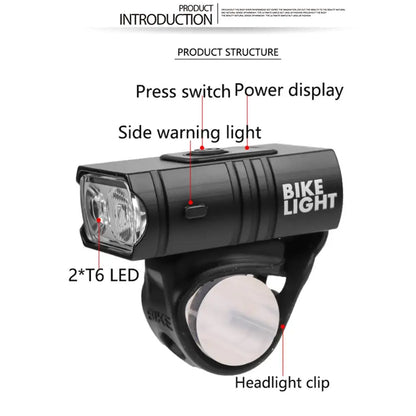 800 Lumen USB Rechargeable Bike Light – Aluminium Front Headlight