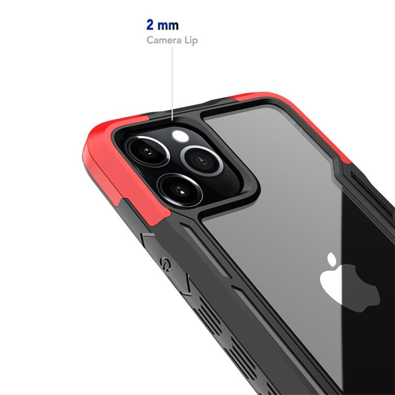 New Shockproof Transparent Hard TPU Phone Case for iPhone - BLACK