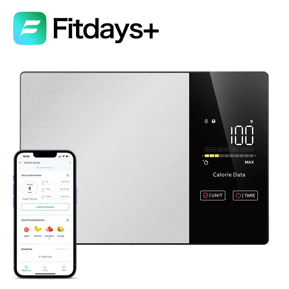 Fitdays stainless steel smart nutrition kitchen scale