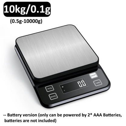 Waterproof Stainless Steel Kitchen Scale – 3kg, 5kg or 10kg, 0.1g Display