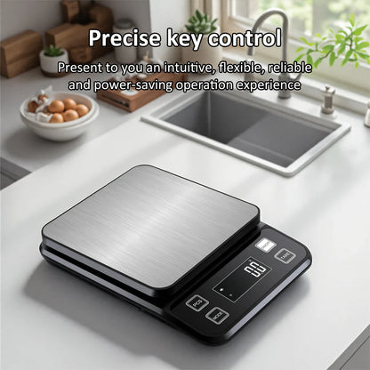 Waterproof Stainless Steel Kitchen Scale – 3kg, 5kg or 10kg, 0.1g Display