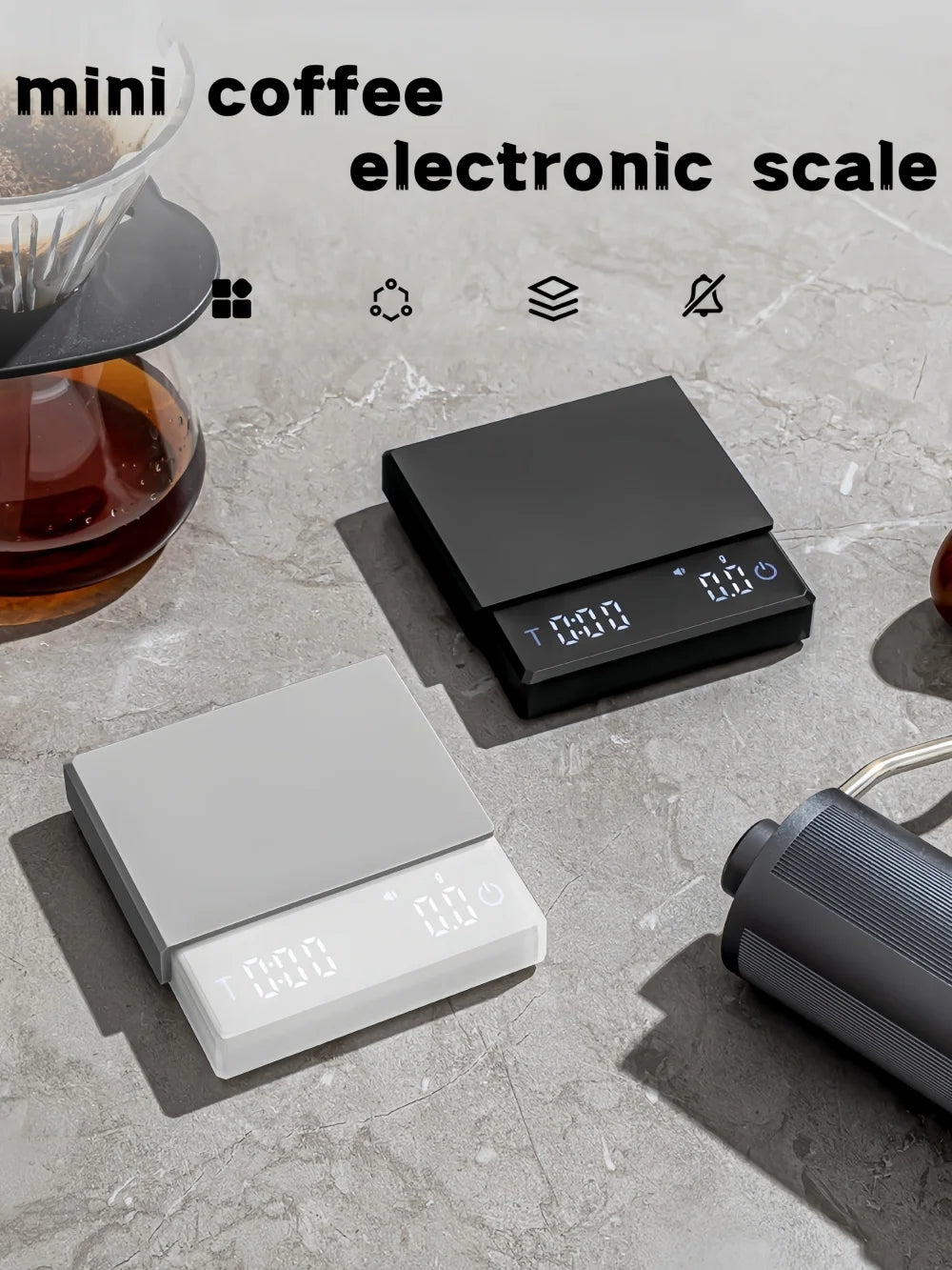 Mini Coffee Scale with Silicone Pad – 0.1g Precision, LED Display