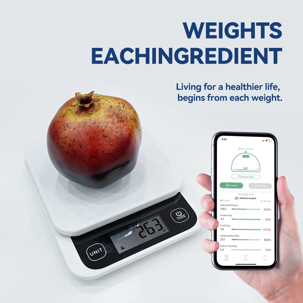 icomon Smart Nutrition Kitchen Scale with App – 5kg, 0.1g Precision