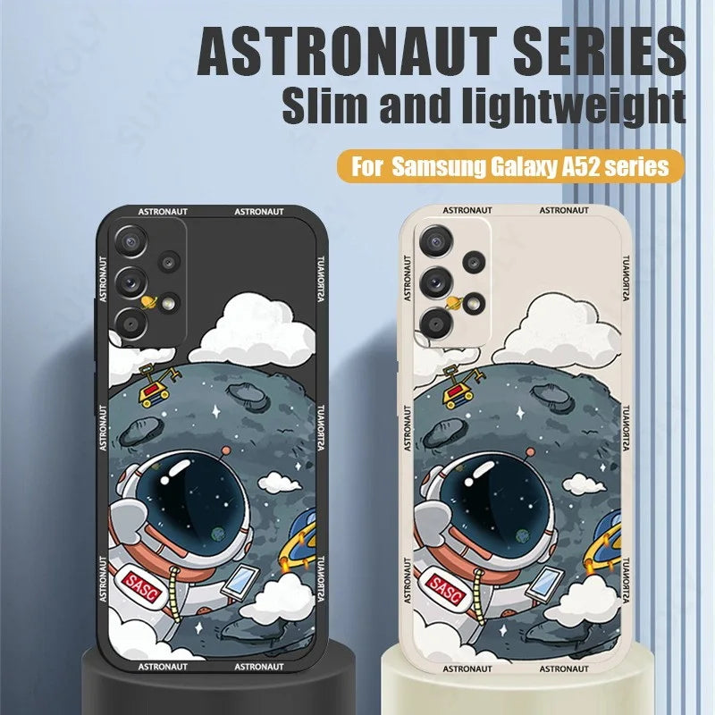 Luxury Astronaut Hand Lanyard Case For Samsung Galaxy S22 S23 Ultra S23 FE S21 S20 FE A52s A53 A32 A54 Silicon Soft Phone Cover