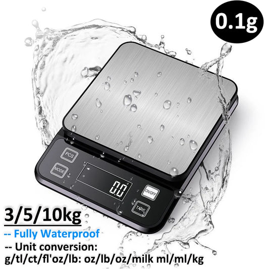 Waterproof stainless steel digital kitchen scale with LCD display