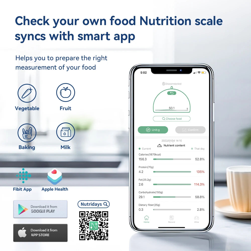 icomon Smart Nutrition Kitchen Scale with App – 5kg