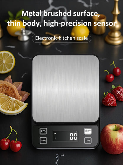 Waterproof Stainless Steel Kitchen Scale – 3kg, 5kg or 10kg, 0.1g Display