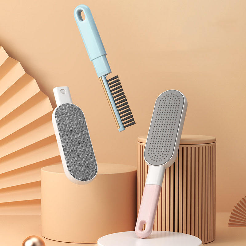 Reusable double-sided pet hair remover brush