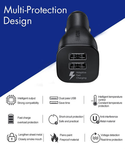 Samsung Car Charger 15W Fast Duel Charging with USB Type C Cable.