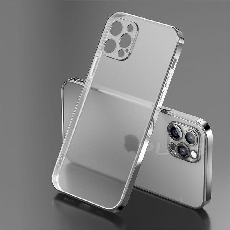 Luxury Electroplated Square Frame Silicone Case  for iPhone Series [11/12/13]