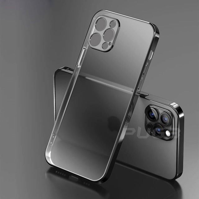 Luxury Electroplated Square Frame Silicone Case  for iPhone Series [11/12/13]