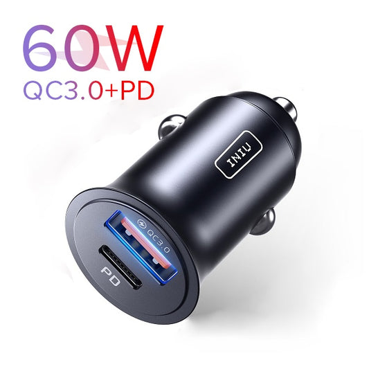 60W CAR Charger with Super Fast Charging 5A Type C PD QC .